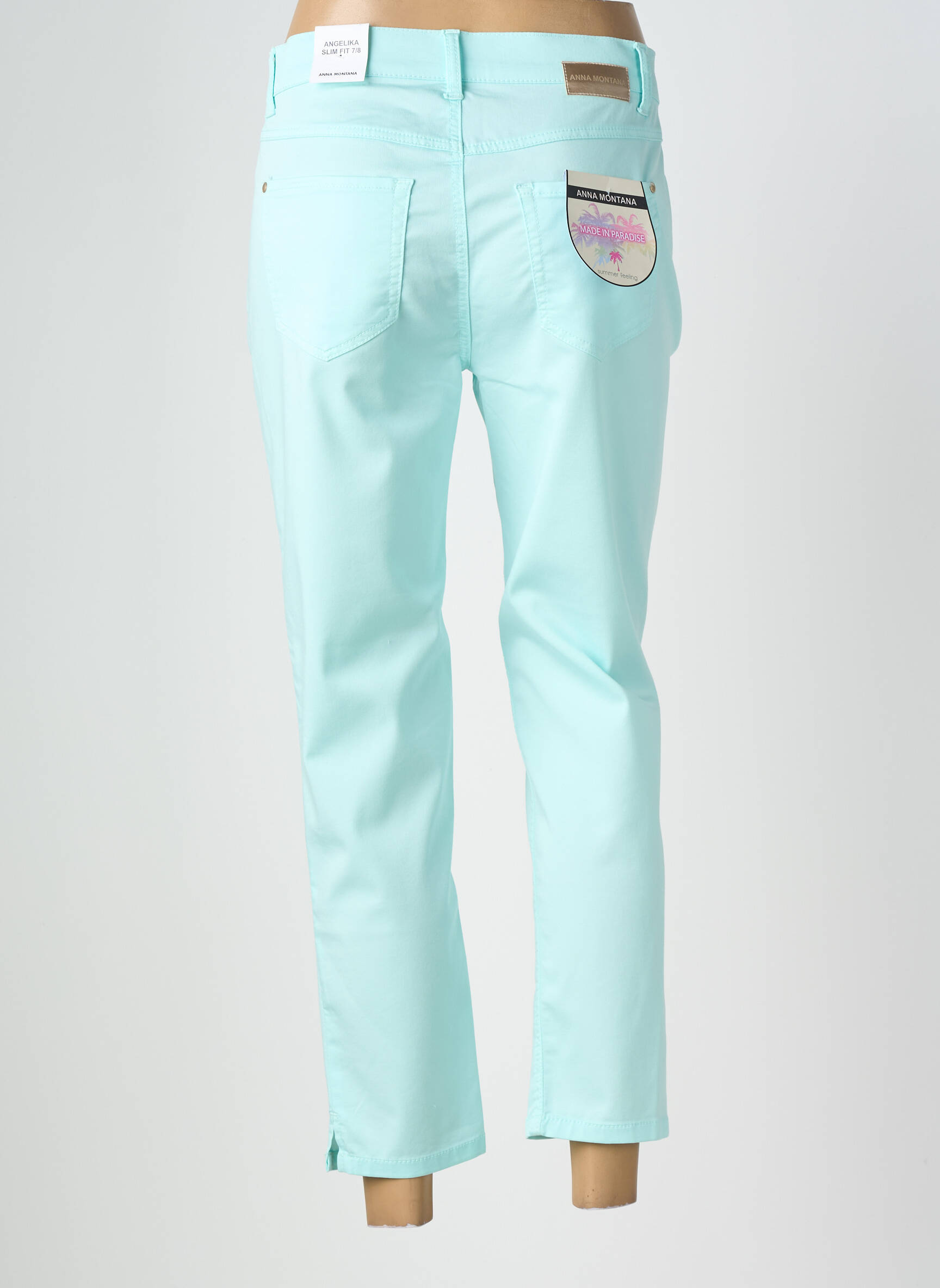 Pantalon 7/8 stretch taille normale bleu ANNA MONTANA femme