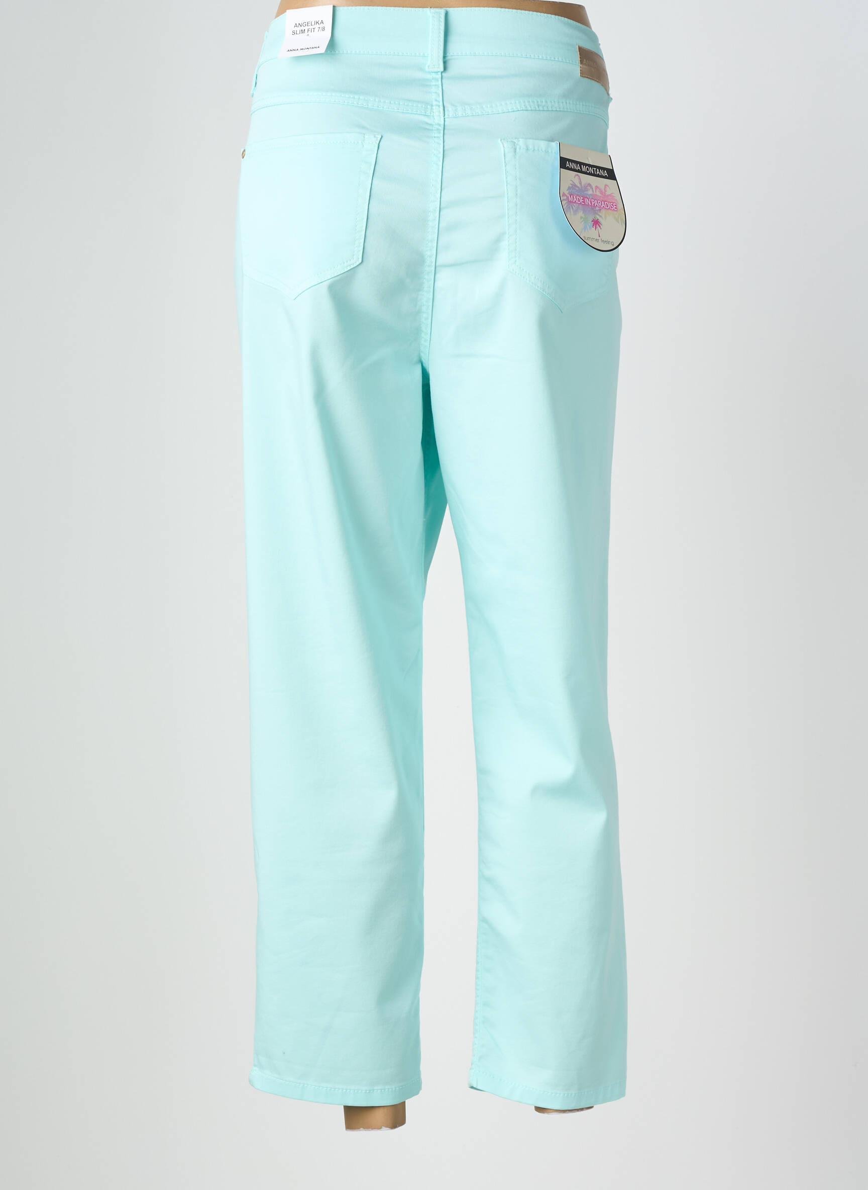 Pantalon 7/8 stretch taille normale bleu ANNA MONTANA femme