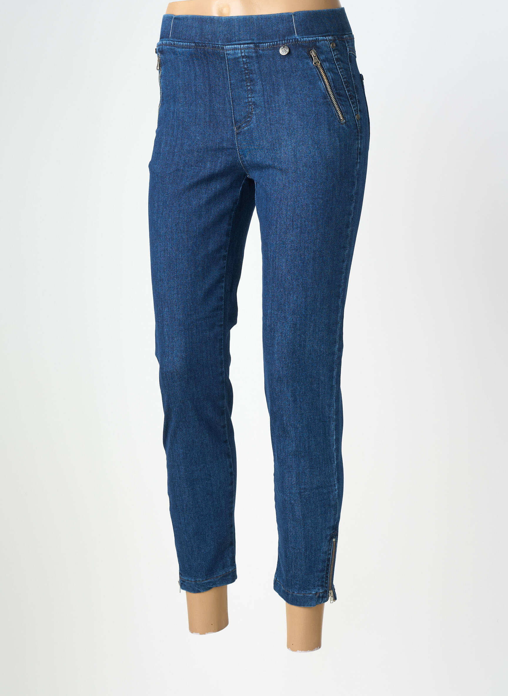 Jeans coupe slim stretch taille normale bleu ANNA MONTANA femme