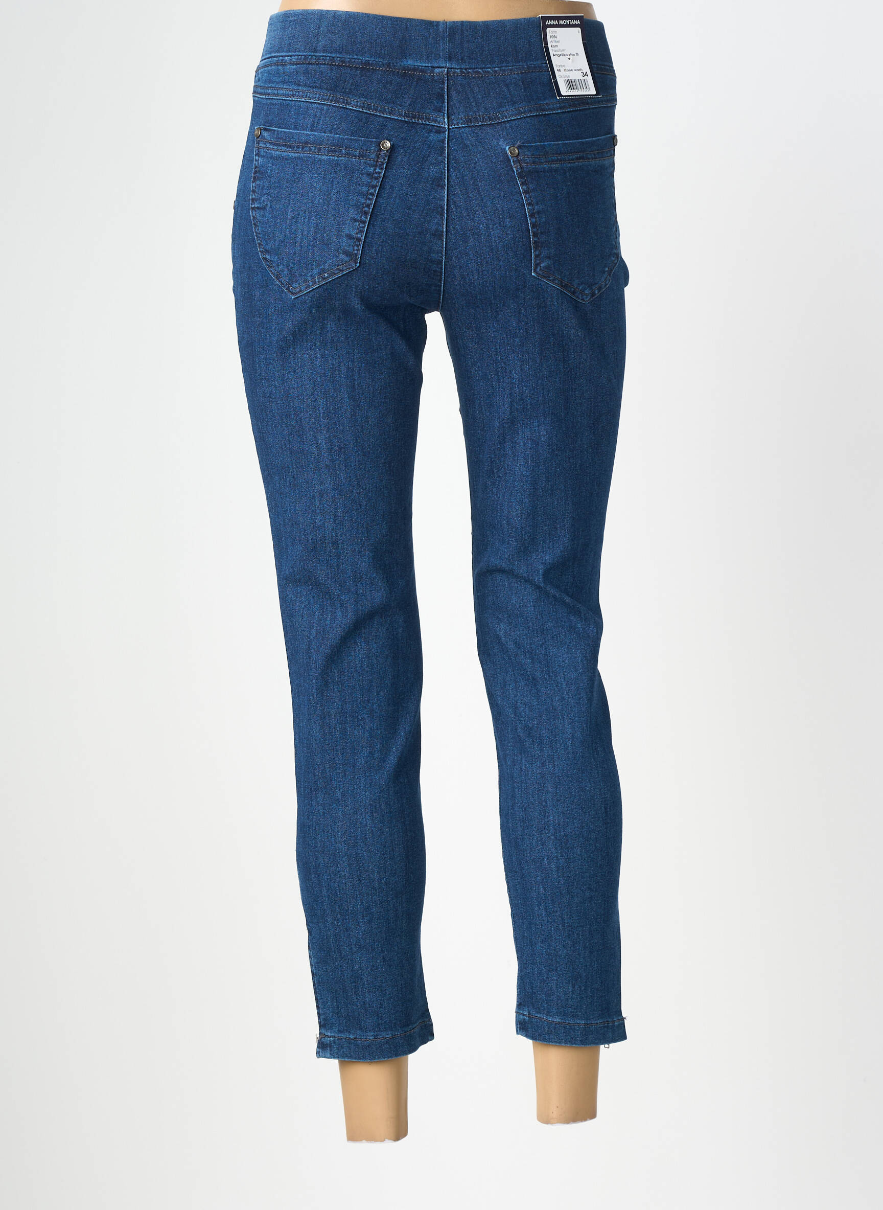 Jeans coupe slim stretch taille normale bleu ANNA MONTANA femme