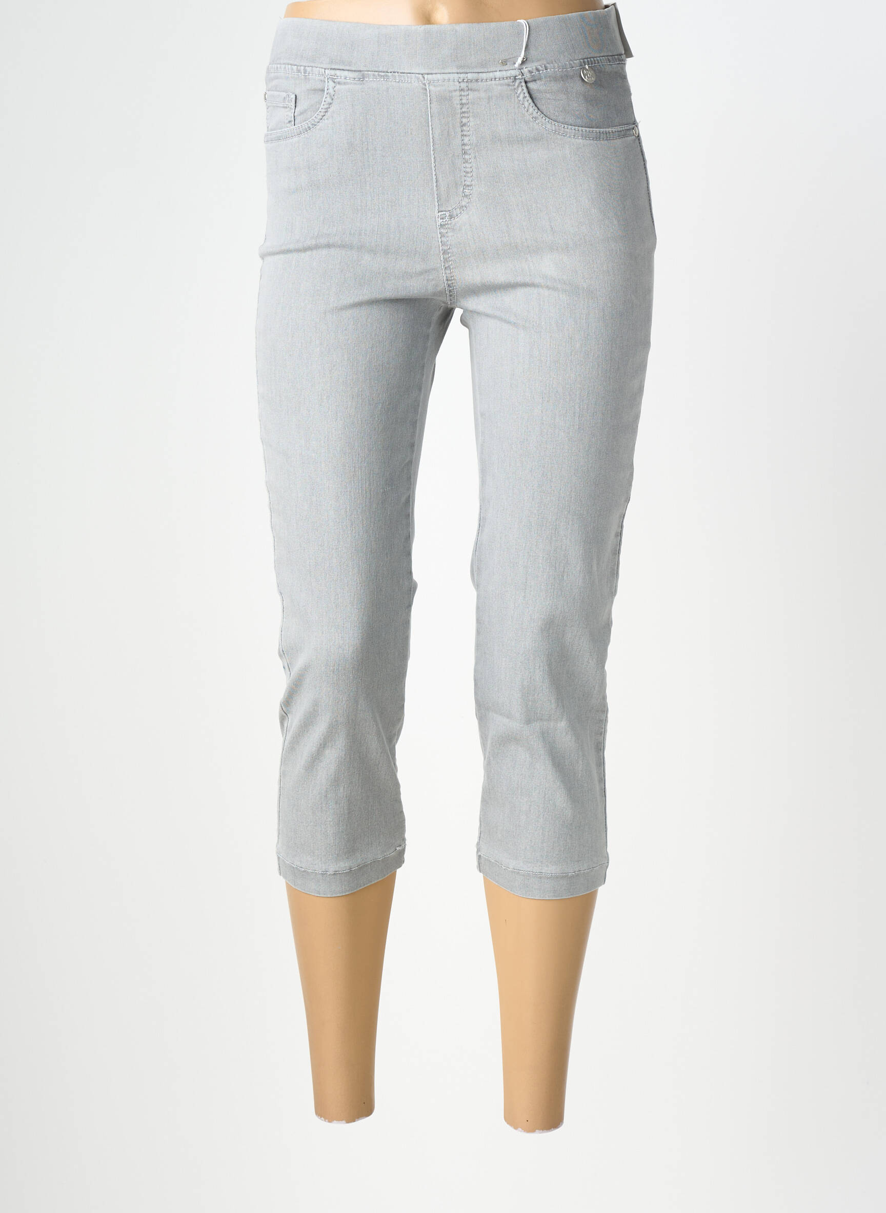 Pantacourt stretch taille normale gris ANNA MONTANA femme