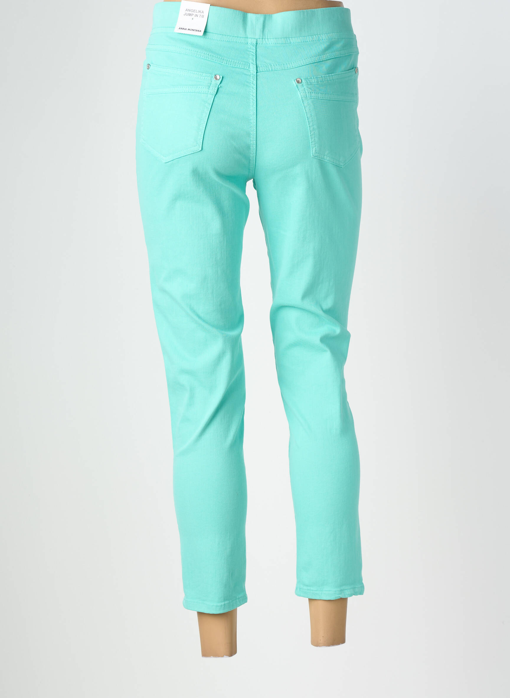 Pantalon 7/8 stretch taille normale vert ANNA MONTANA femme