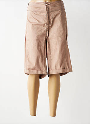 Bermuda coupe droite taille normale beige GEVANA femme