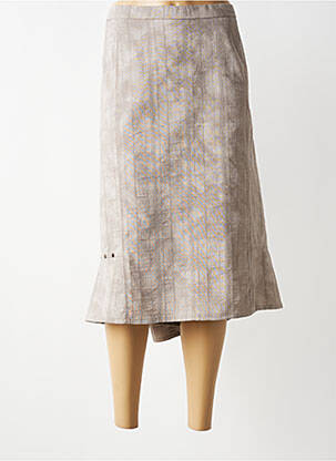 Jupe mi-longue stretch gris GUY DUBOUIS femme