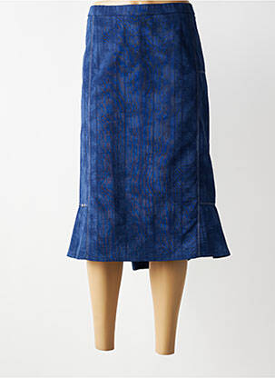 Jupe mi-longue stretch bleu GUY DUBOUIS femme