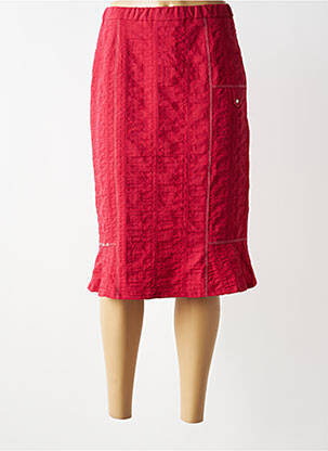 Jupe mi-longue stretch rouge GUY DUBOUIS femme