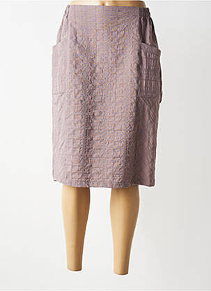 Jupe mi-longue coupe droite marron GRIFFON femme