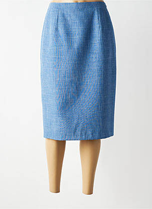 Jupe mi-longue coupe droite bleu GRIFFON femme
