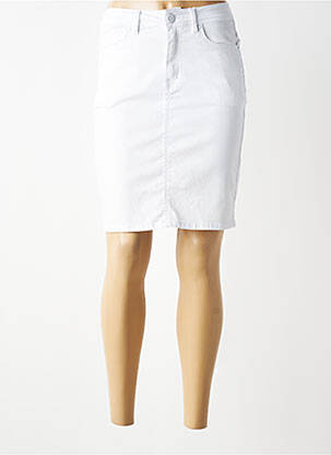 Jupe mi-longue stretch blanc GEVANA femme
