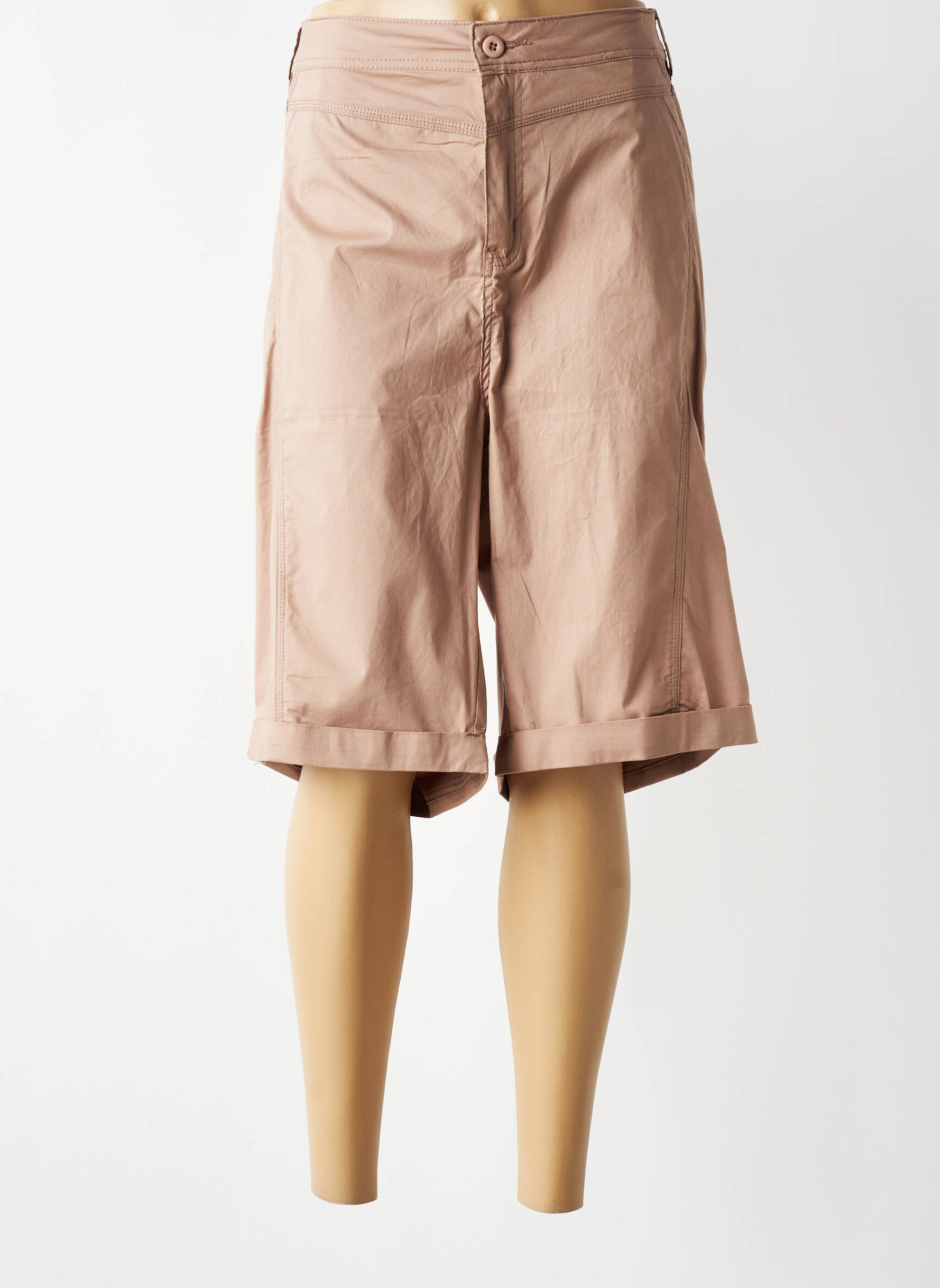 Bermuda coupe droite taille normale beige GEVANA femme
