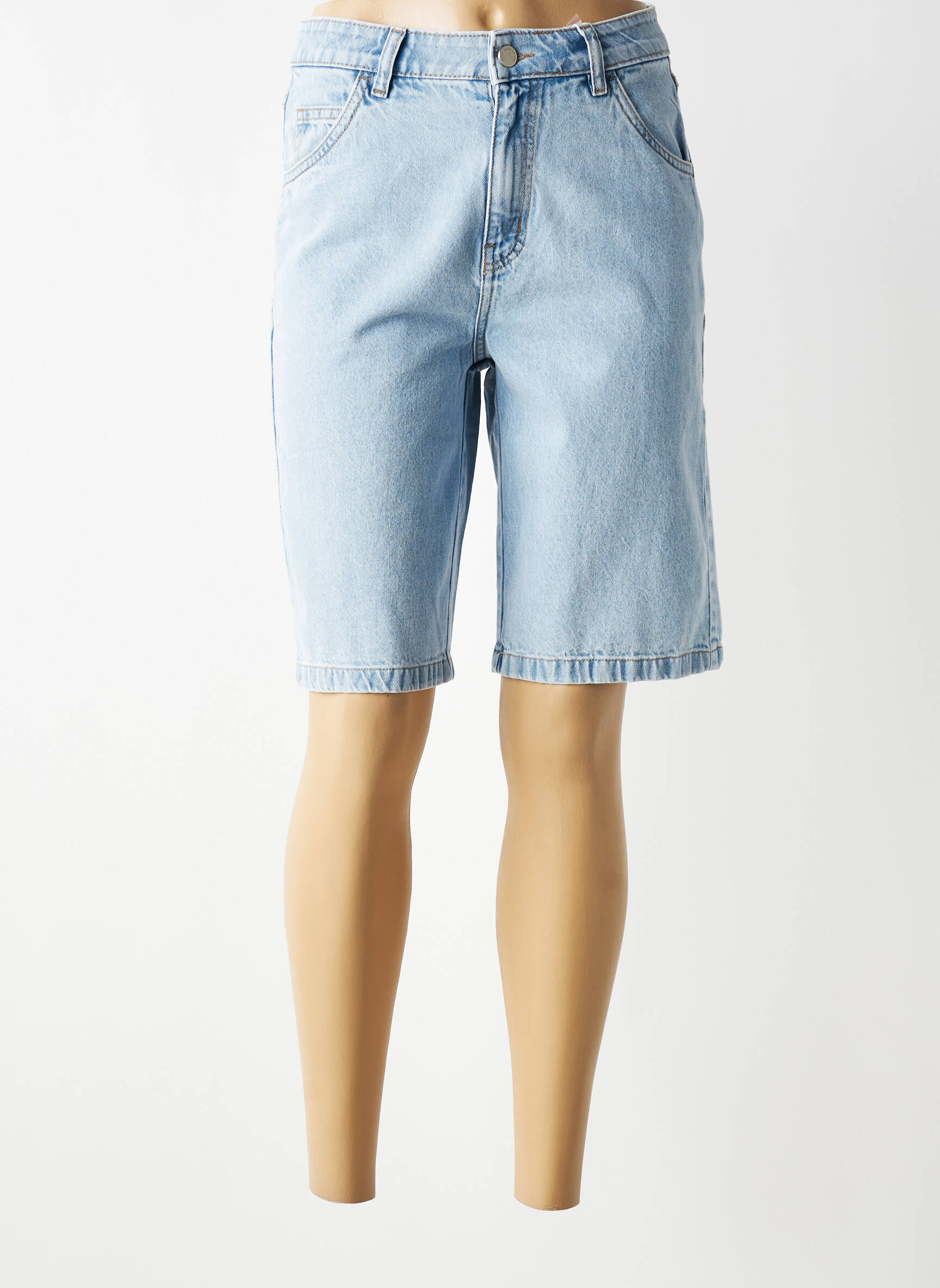 Bermuda coupe droite taille normale bleu C'EST BEAU LA VIE femme