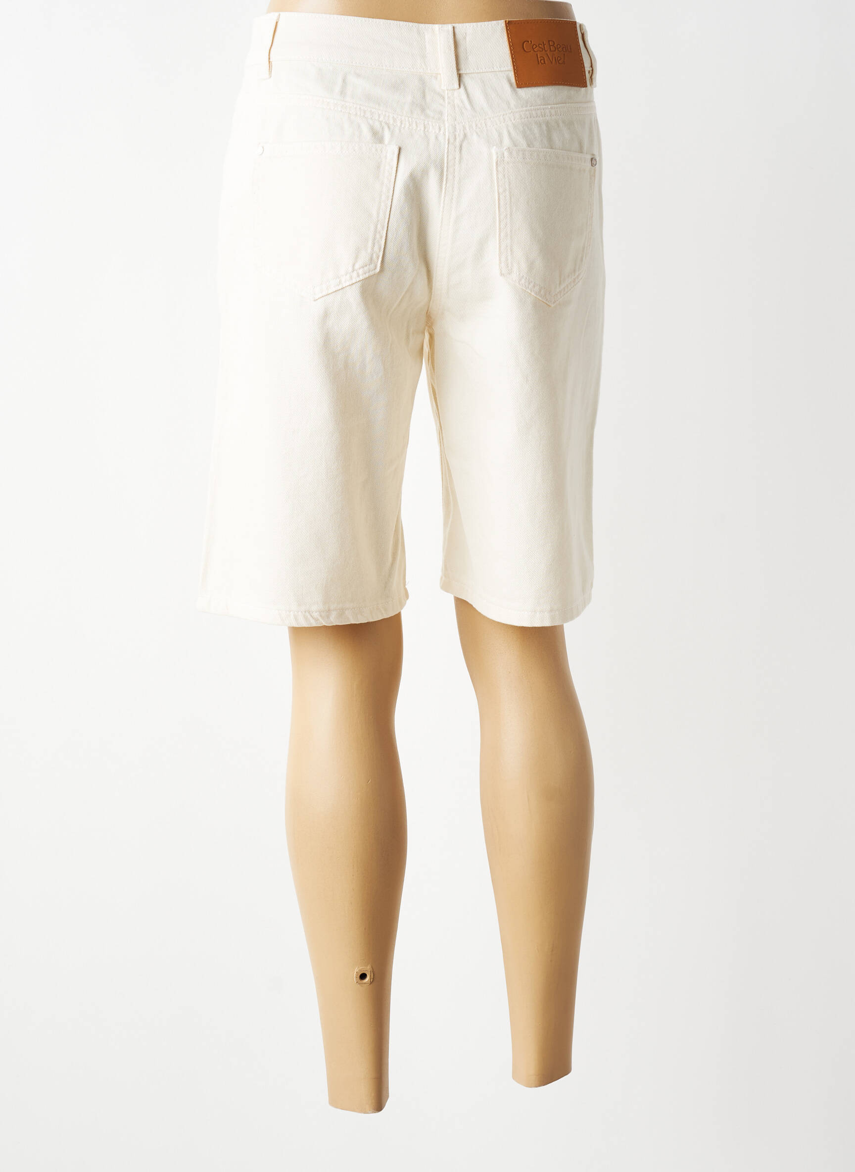 Bermuda coupe droite taille normale beige C'EST BEAU LA VIE femme