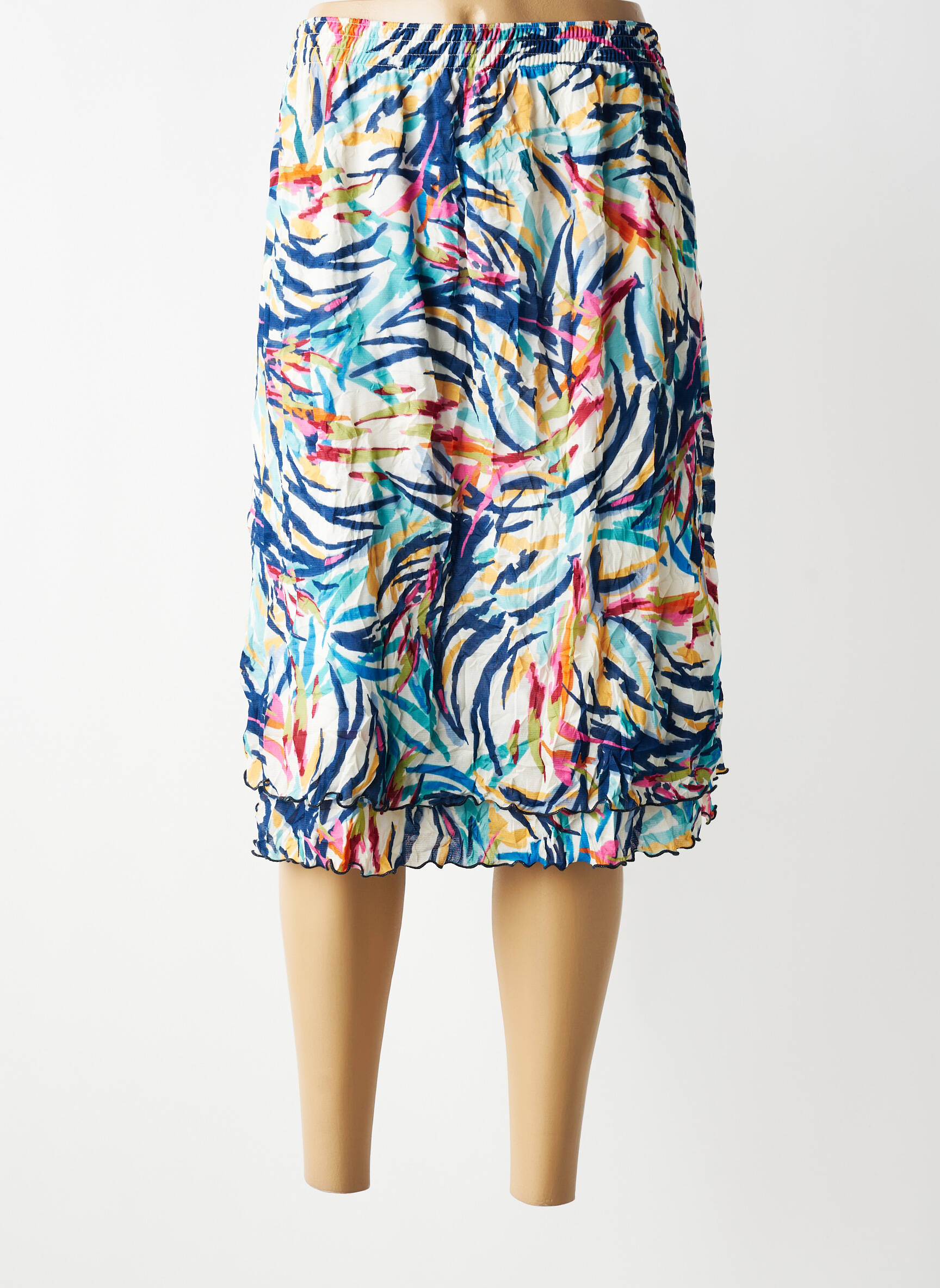 Jupe mi-longue stretch bleu GRIFFON femme