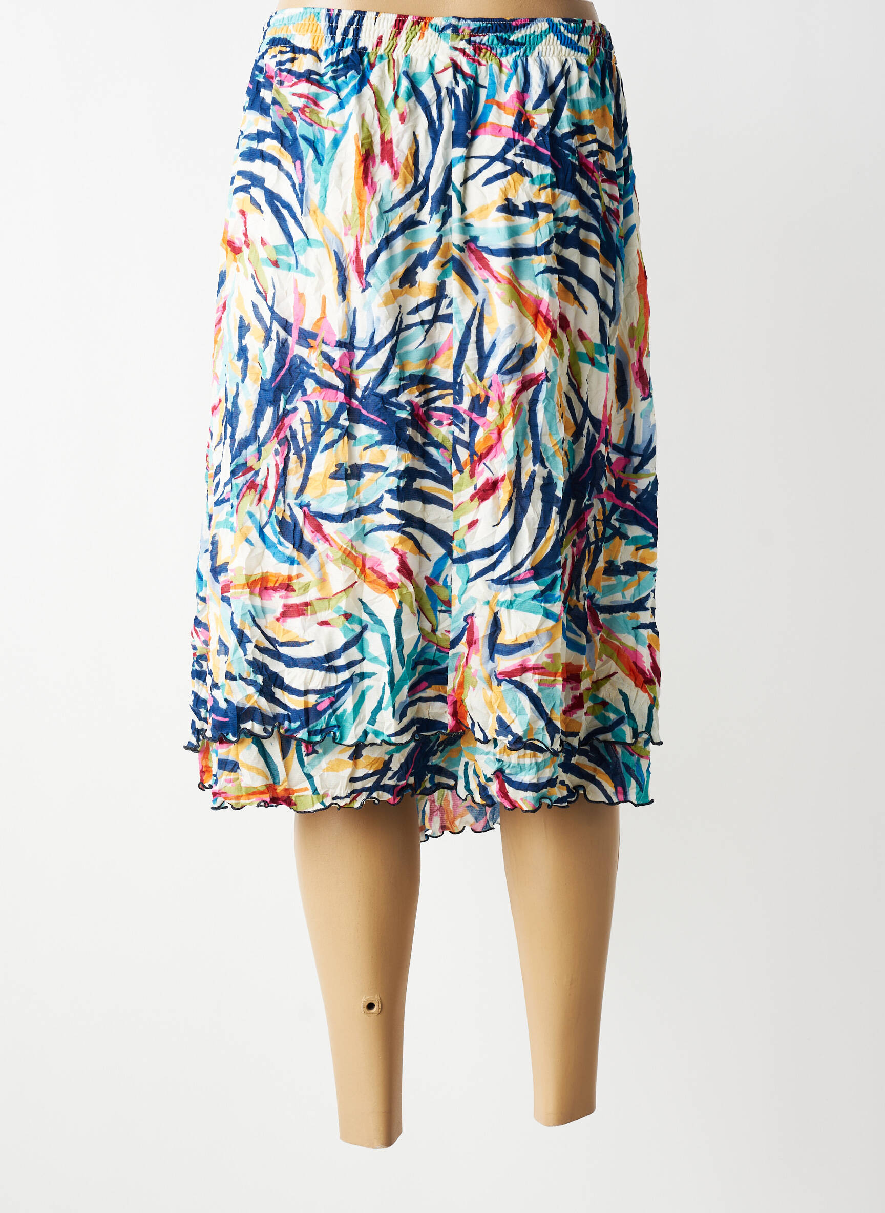 Jupe mi-longue stretch bleu GRIFFON femme