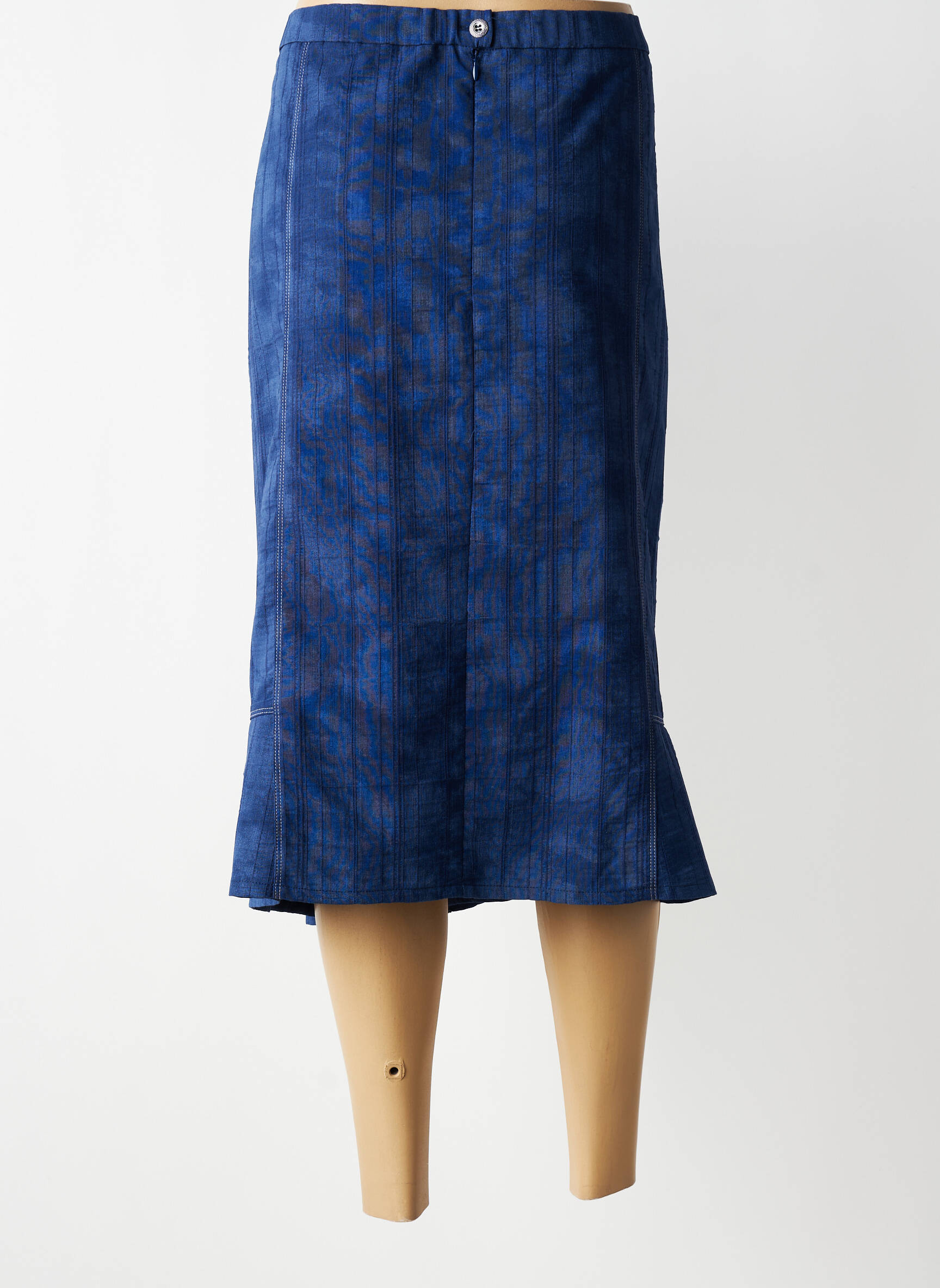 Jupe mi-longue stretch bleu GUY DUBOUIS femme