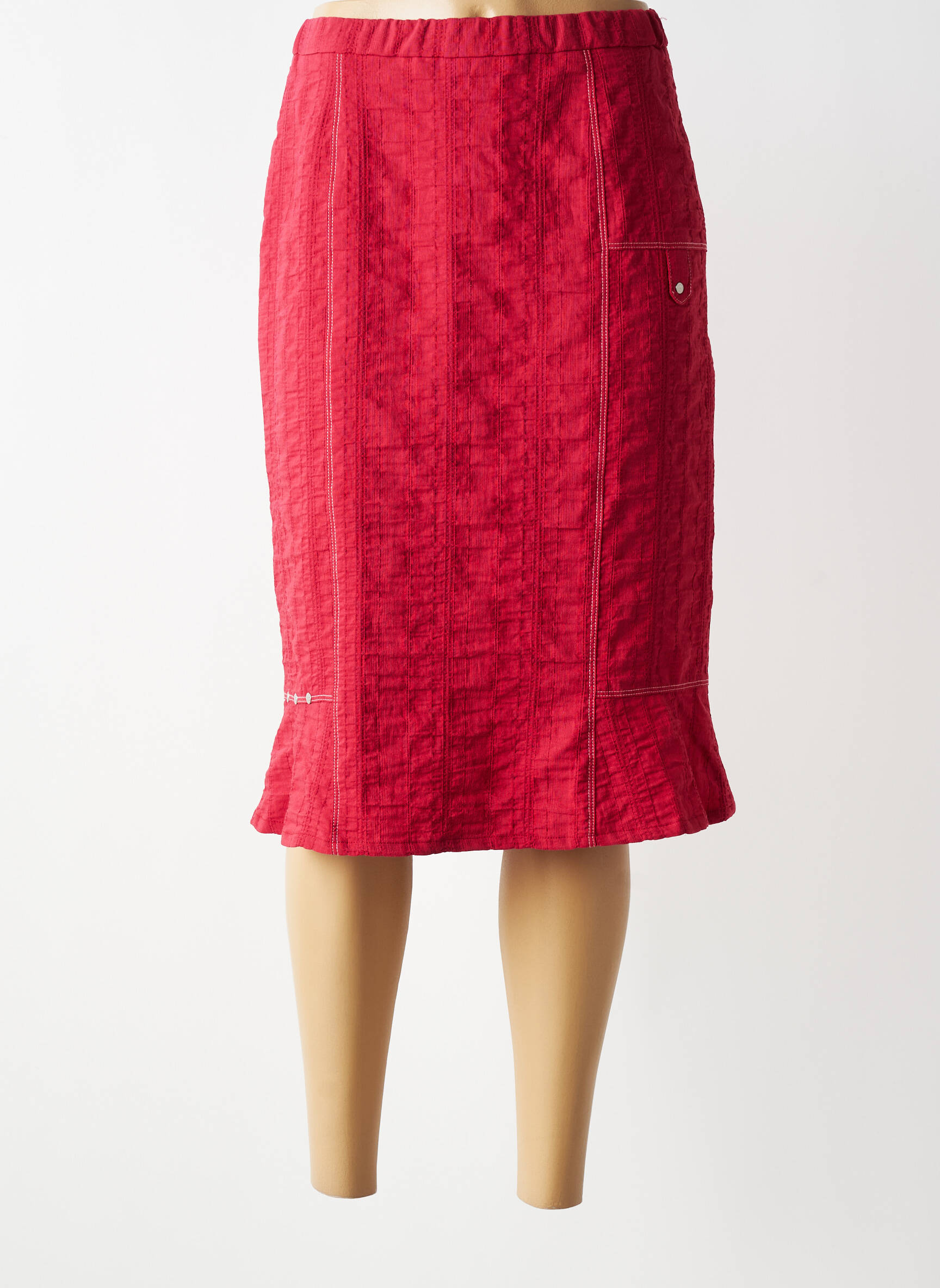 Jupe mi-longue stretch rouge GUY DUBOUIS femme