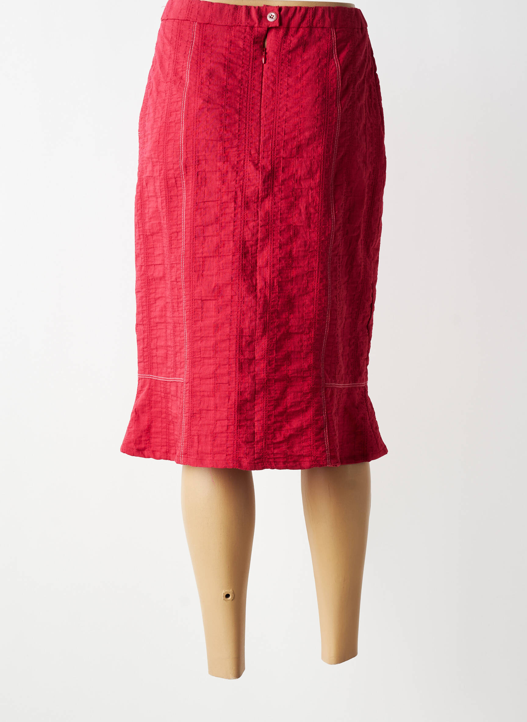 Jupe mi-longue stretch rouge GUY DUBOUIS femme