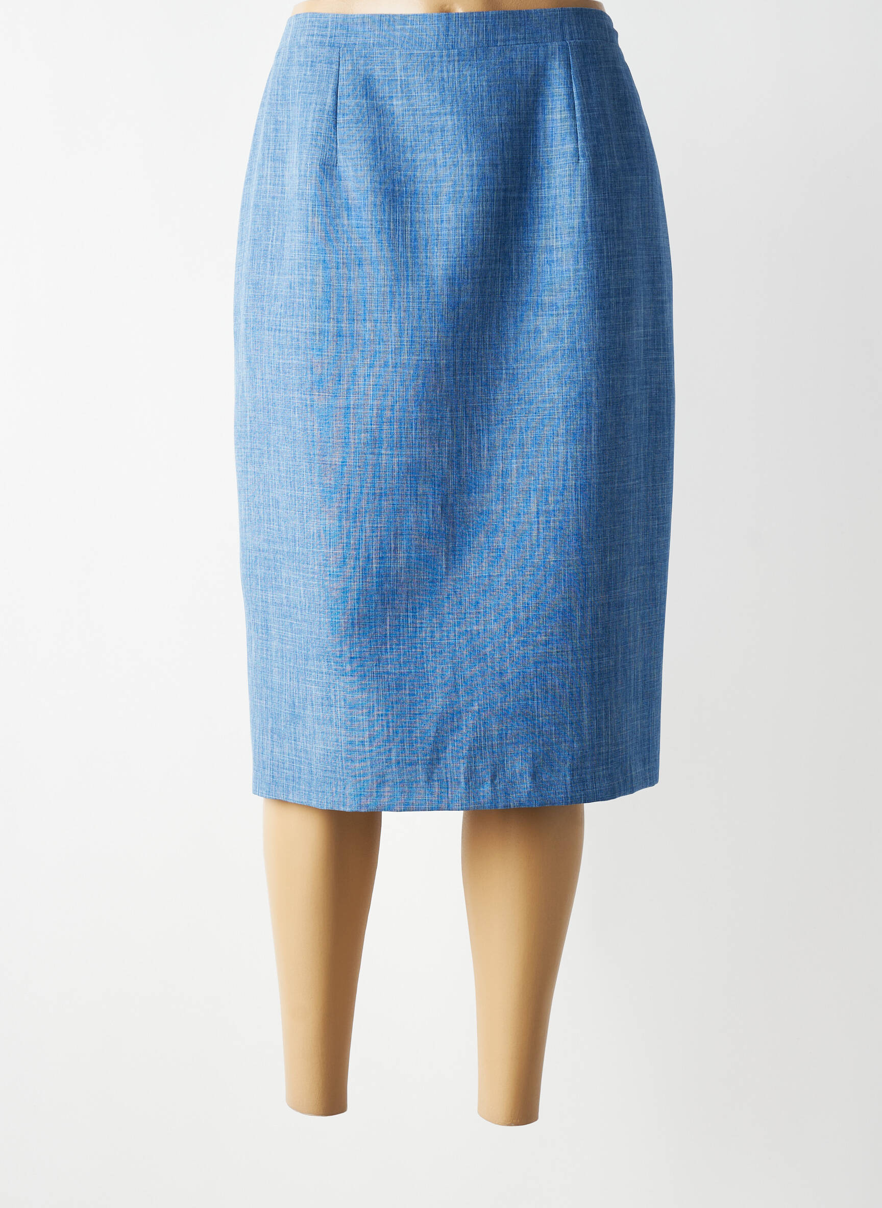 Jupe mi-longue coupe droite bleu GRIFFON femme