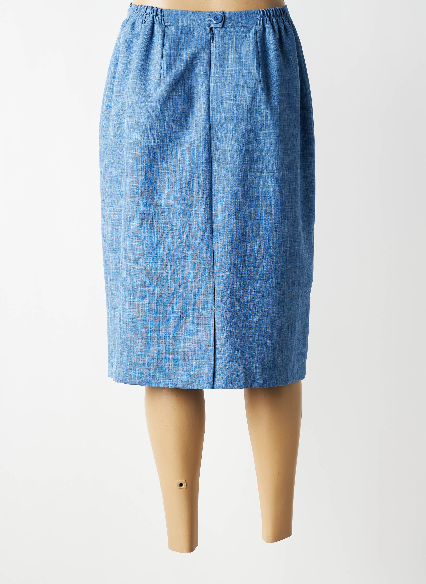 Jupe mi-longue coupe droite bleu GRIFFON femme