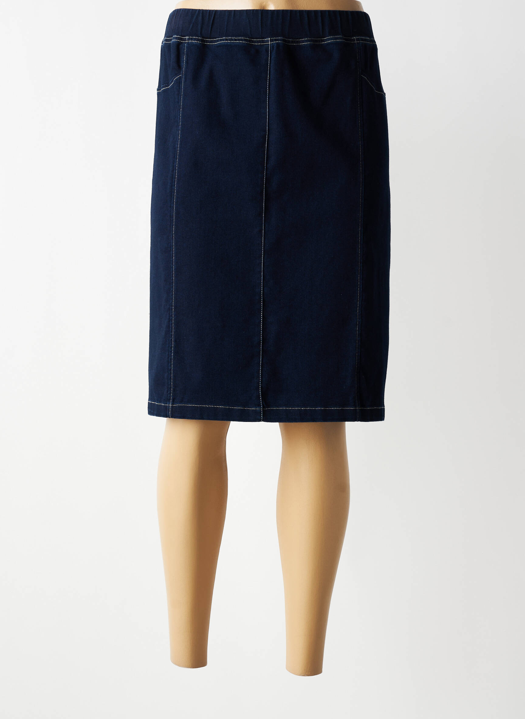 Jupe mi-longue stretch bleu PAUSE CAFE femme