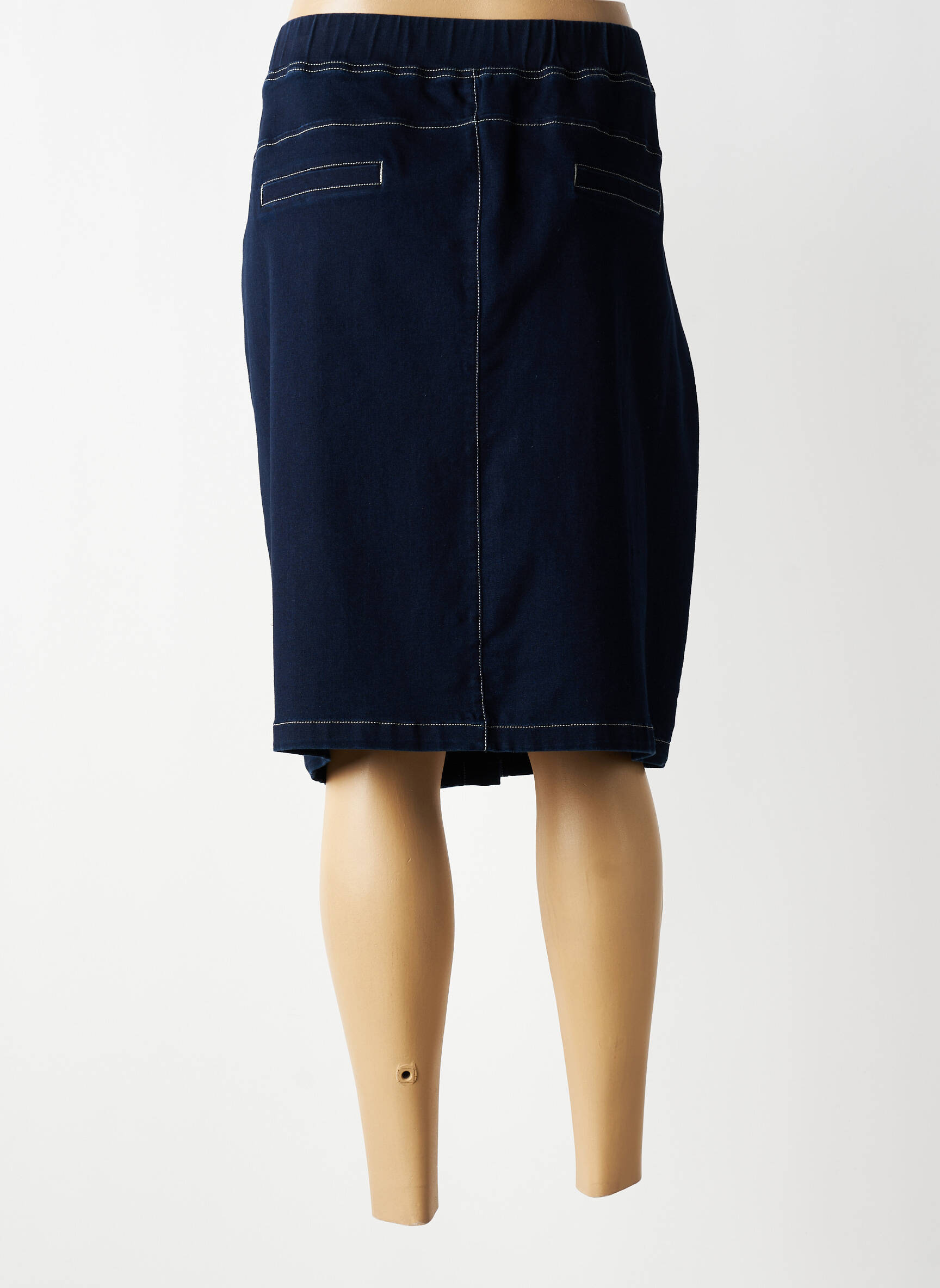 Jupe mi-longue stretch bleu PAUSE CAFE femme