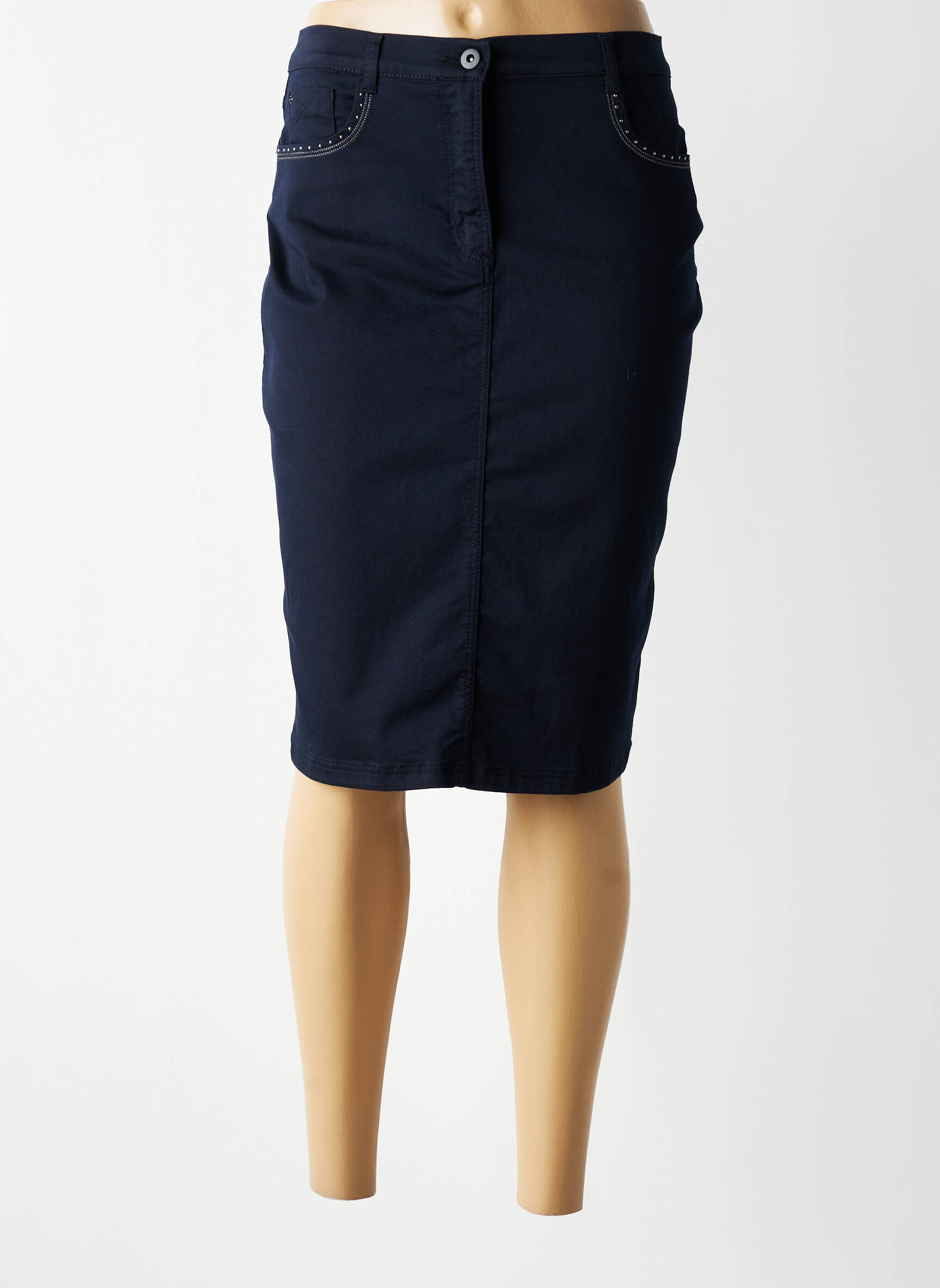 Jupe mi-longue stretch bleu CHRISTINE LAURE femme