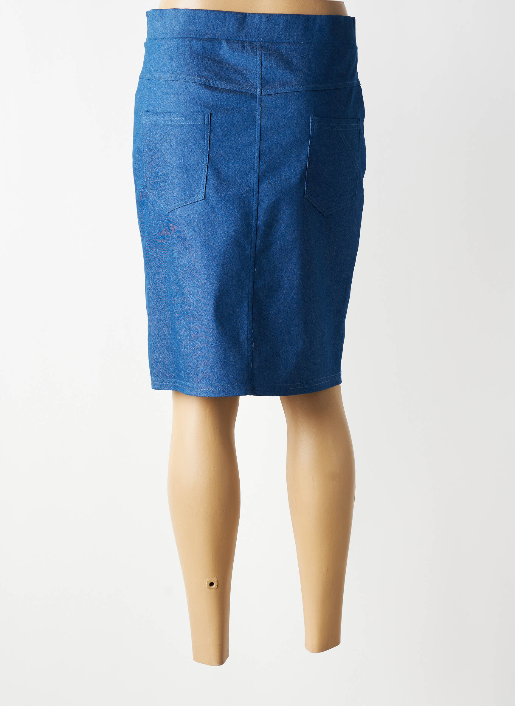 Jupe mi-longue stretch bleu HALOGENE femme