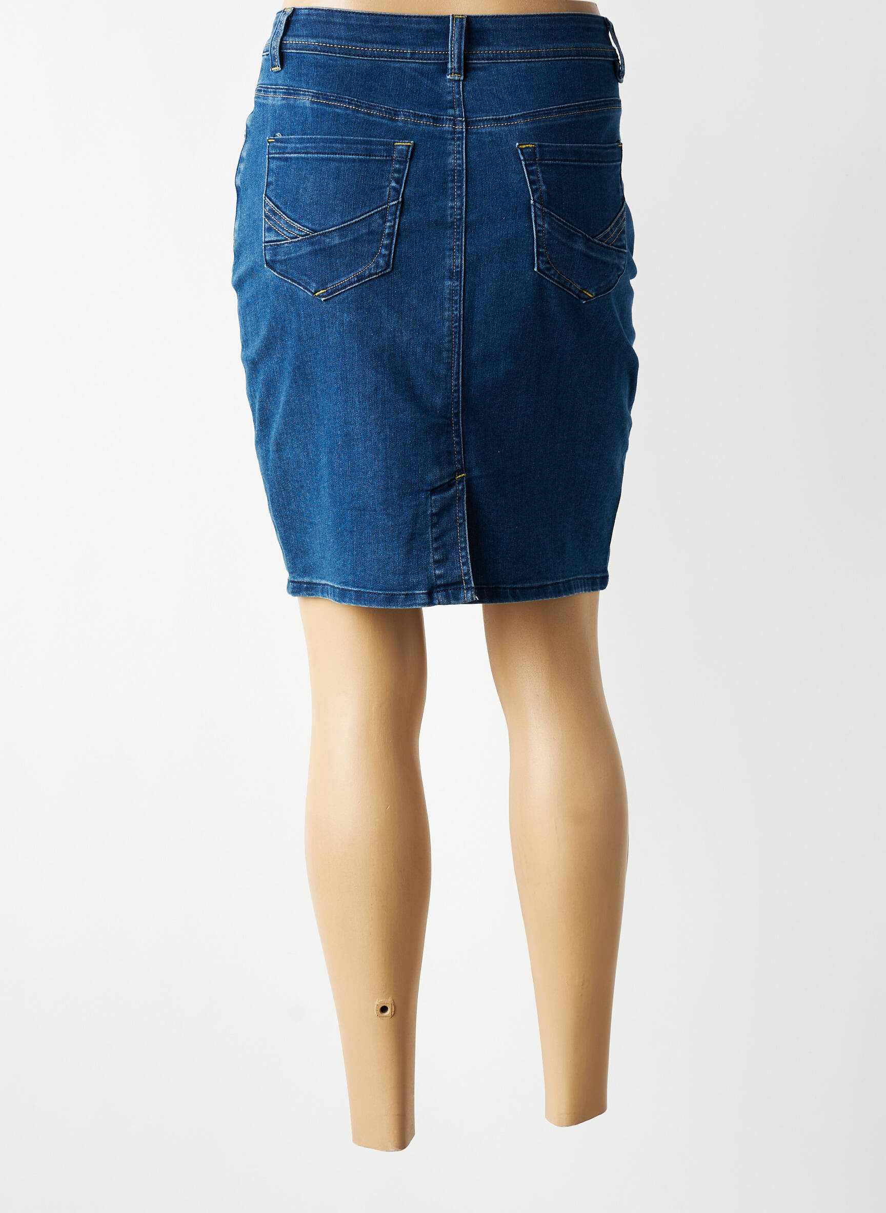 Jupe courte coupe droite bleu GEVANA femme