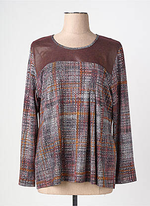 Top coupe fluide manches longues marron GUY DUBOUIS femme