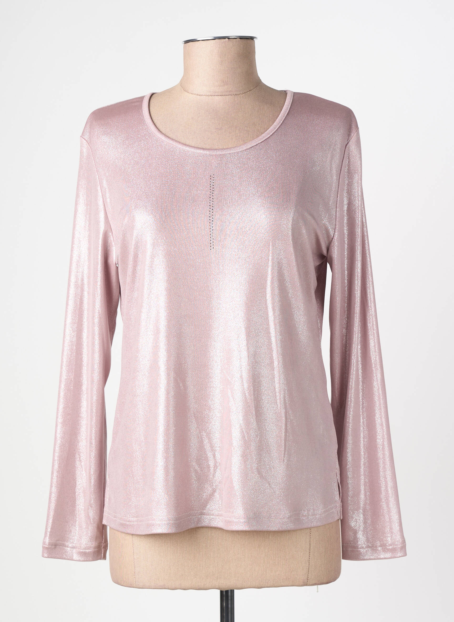 Top col rond manches longues rose MERI & ESCA femme