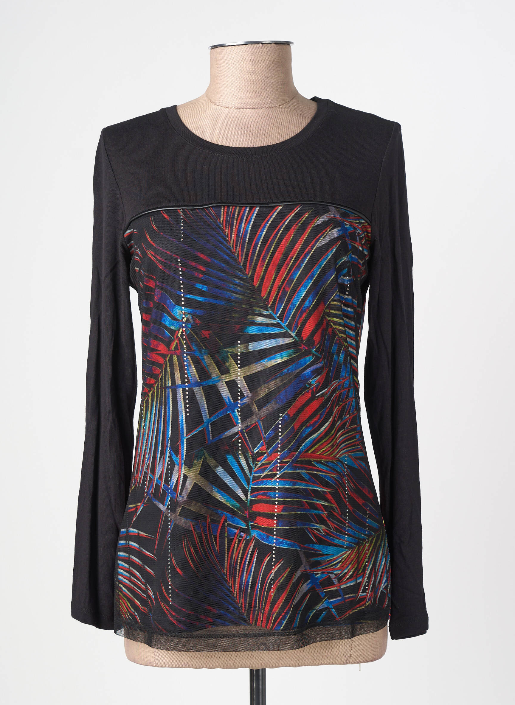 Top imprimé fantaisie manches longues noir MERI & ESCA femme