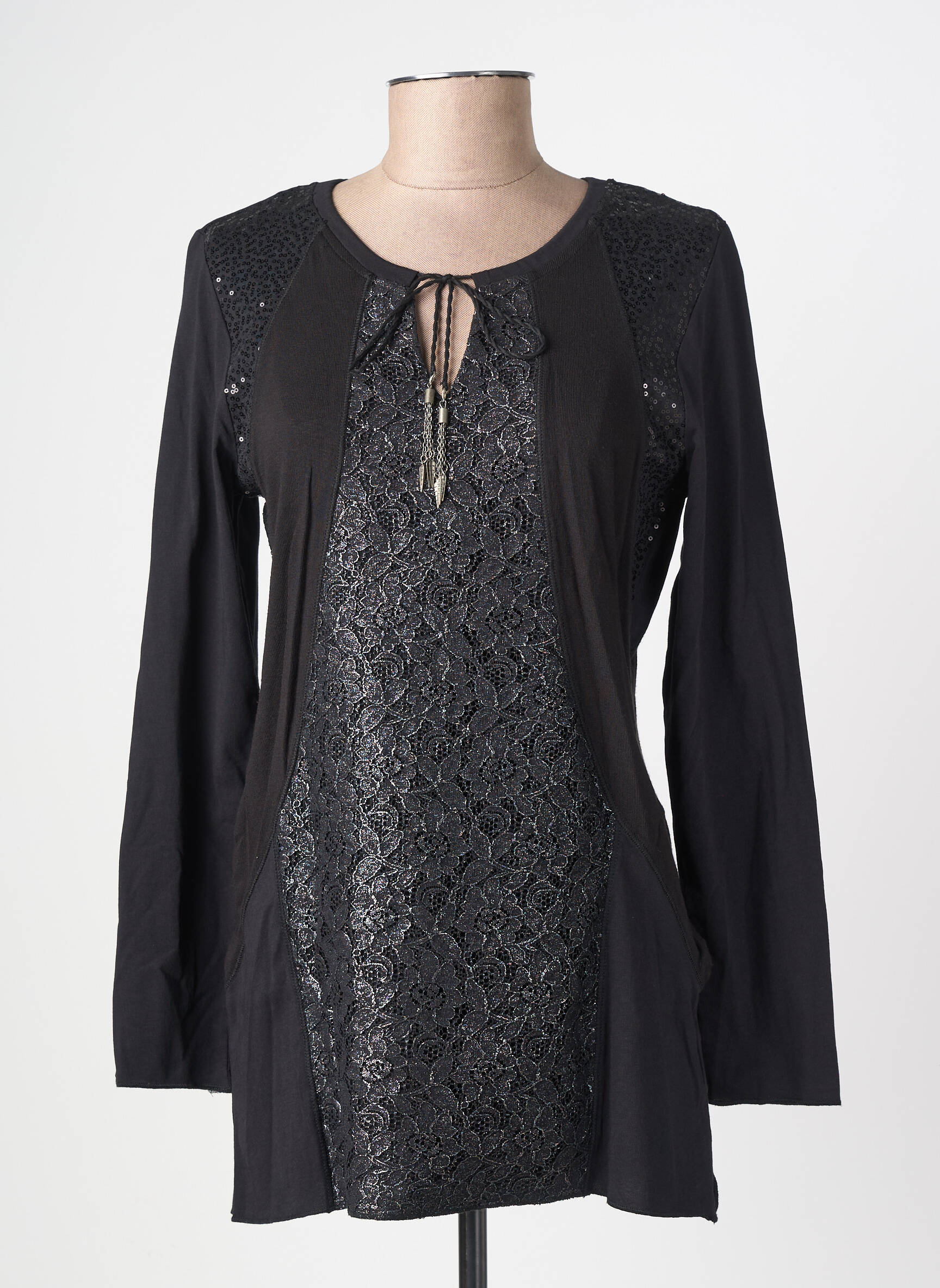 Tunique manches longues col rond noir MERI & ESCA femme