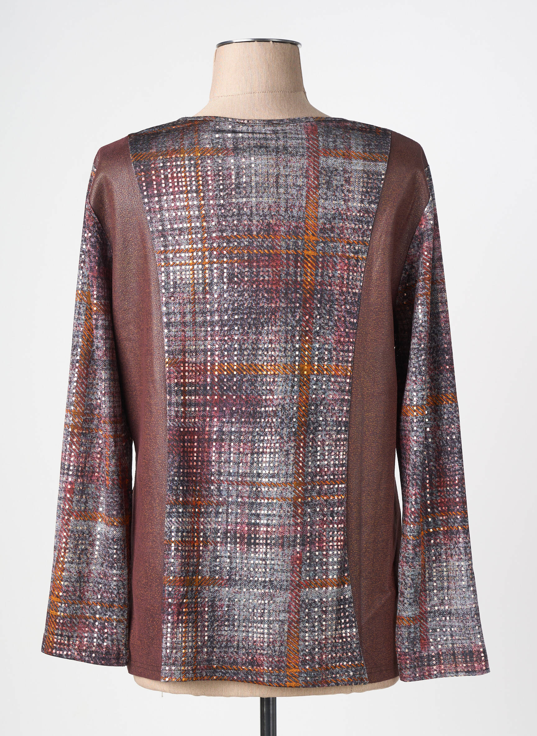 Top coupe fluide manches longues marron GUY DUBOUIS femme