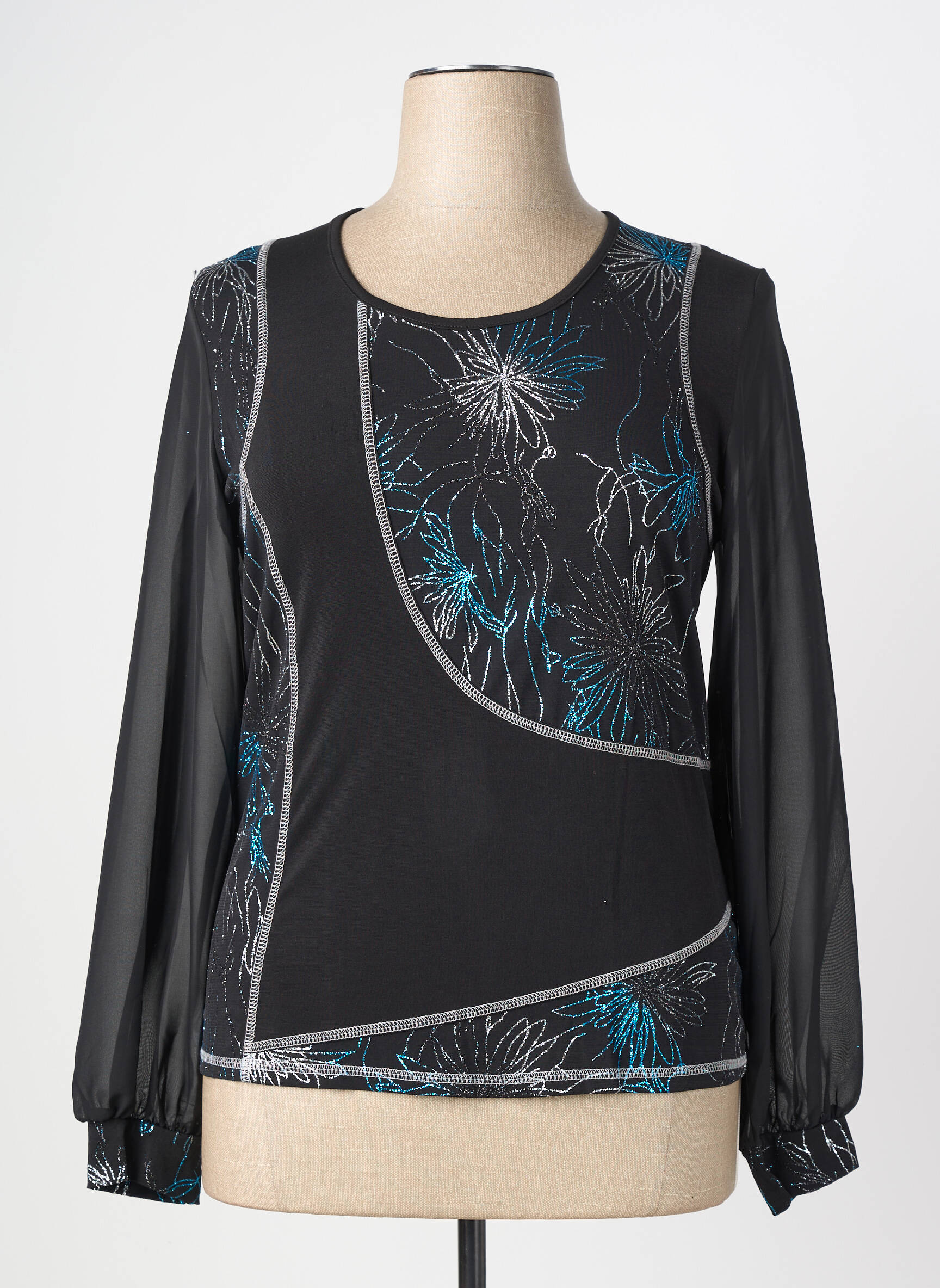 Top stretch manches longues bleu GRIFFON femme