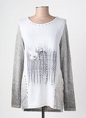 Pull tunique stretch manches longues gris GUY DUBOUIS femme