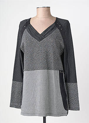 Tunique manches longues col v gris GUY DUBOUIS femme