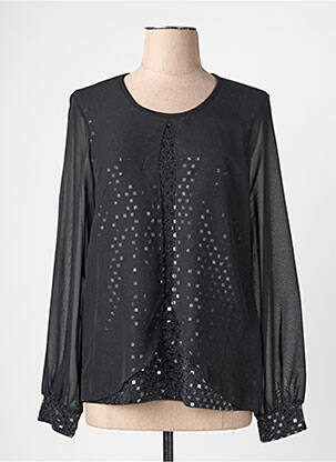 Blouse col rond manches longues noir GRIFFON femme