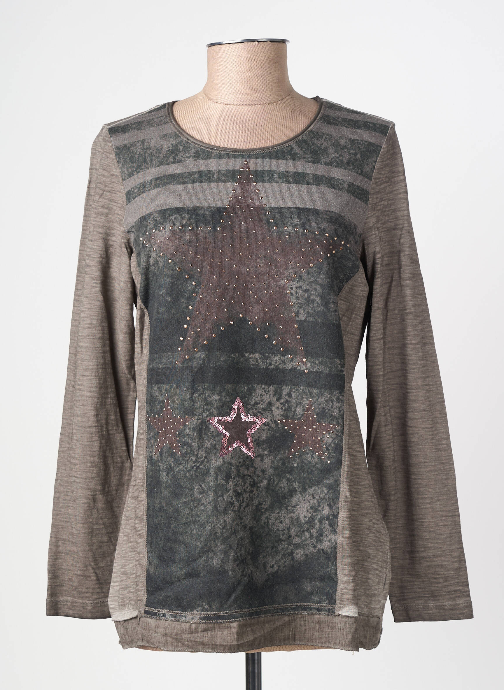 Top stretch manches longues gris MERI & ESCA femme
