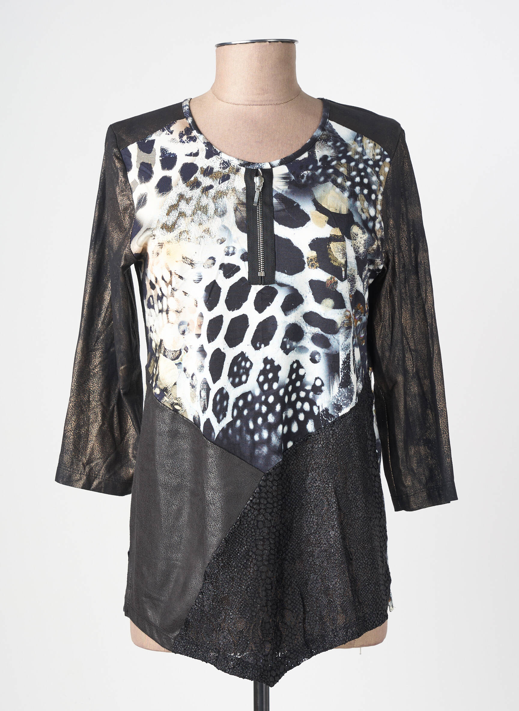 Blouse imprimé fantaisie manches longues noir MERI & ESCA femme