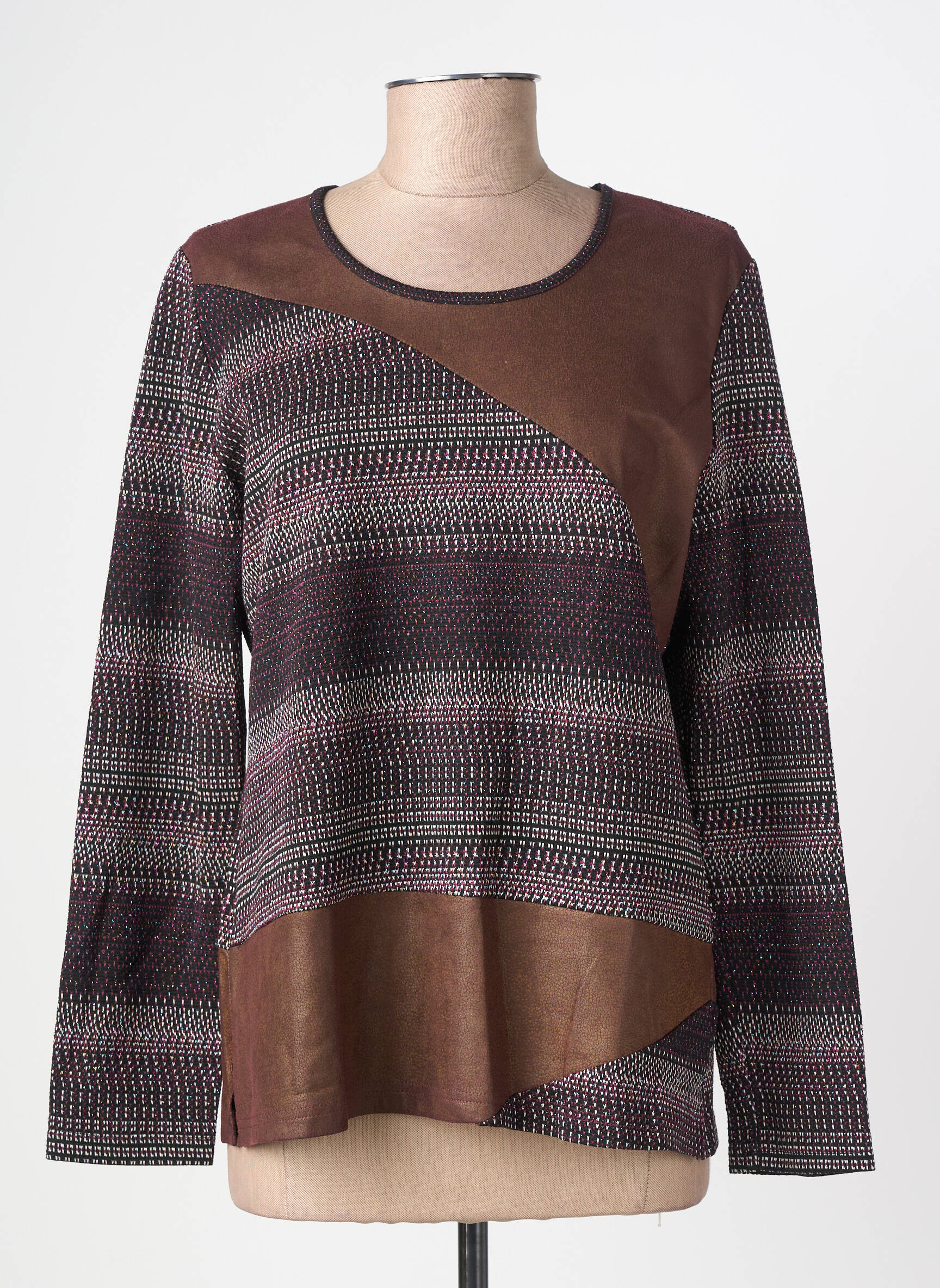 Top manches longues manches longues marron FRANCE RIVOIRE femme