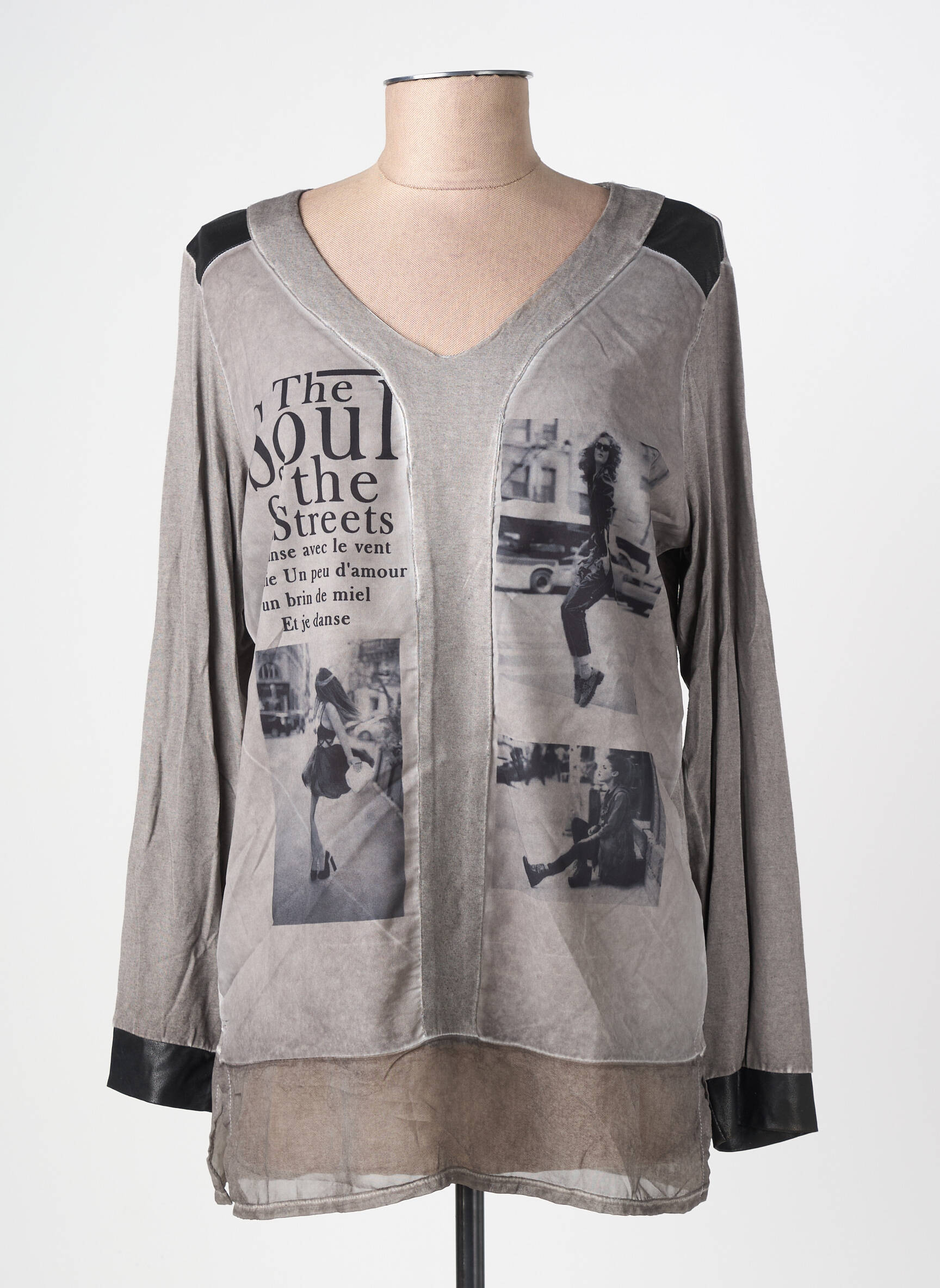 Tunique manches longues col v gris MERI & ESCA femme