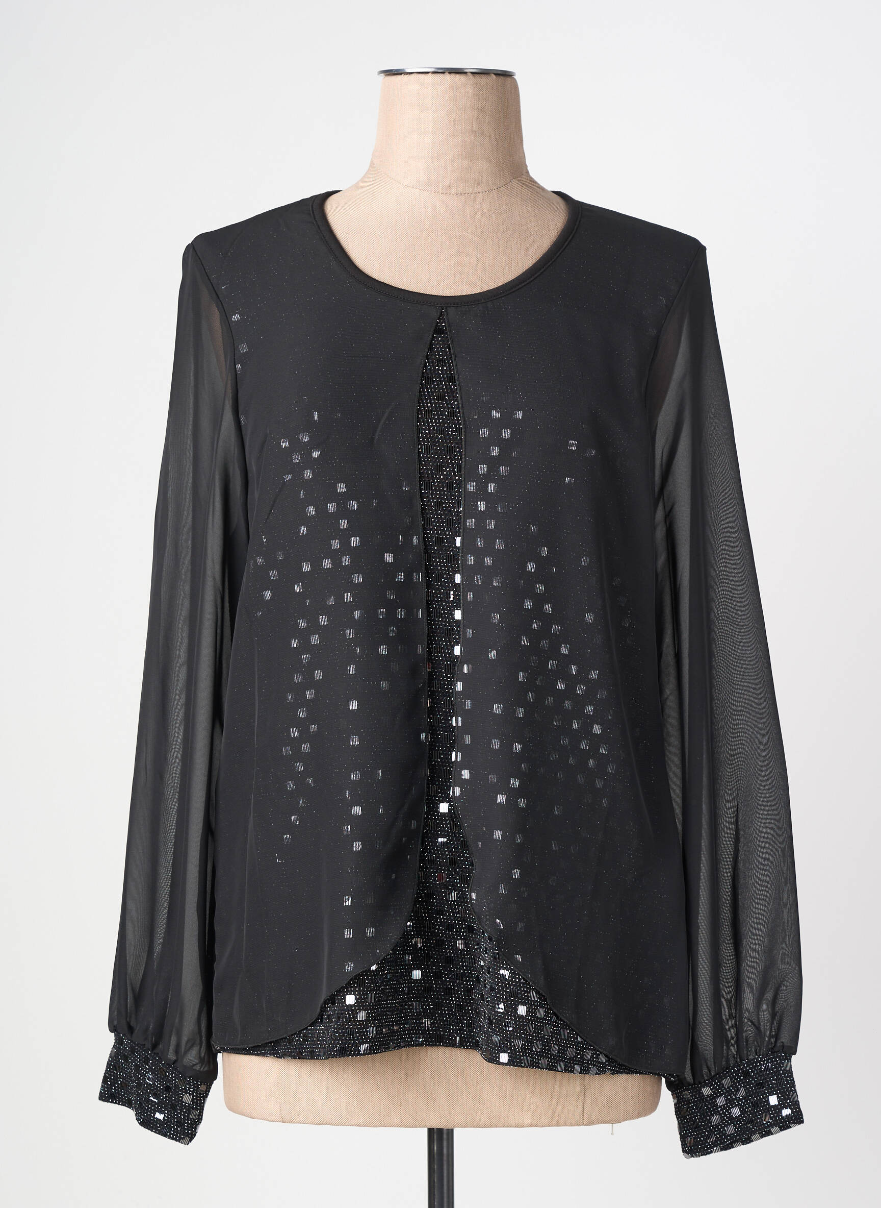 Blouse col rond manches longues noir GRIFFON femme