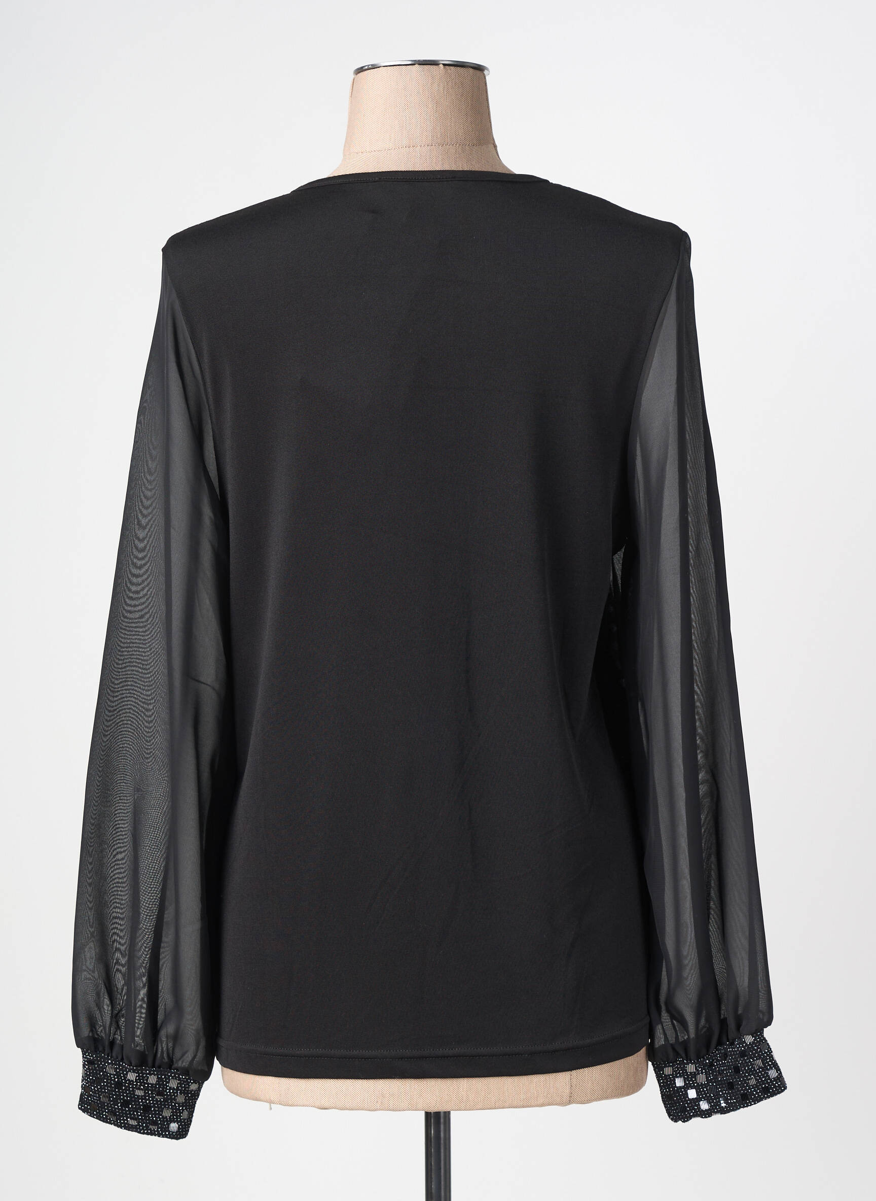 Blouse col rond manches longues noir GRIFFON femme