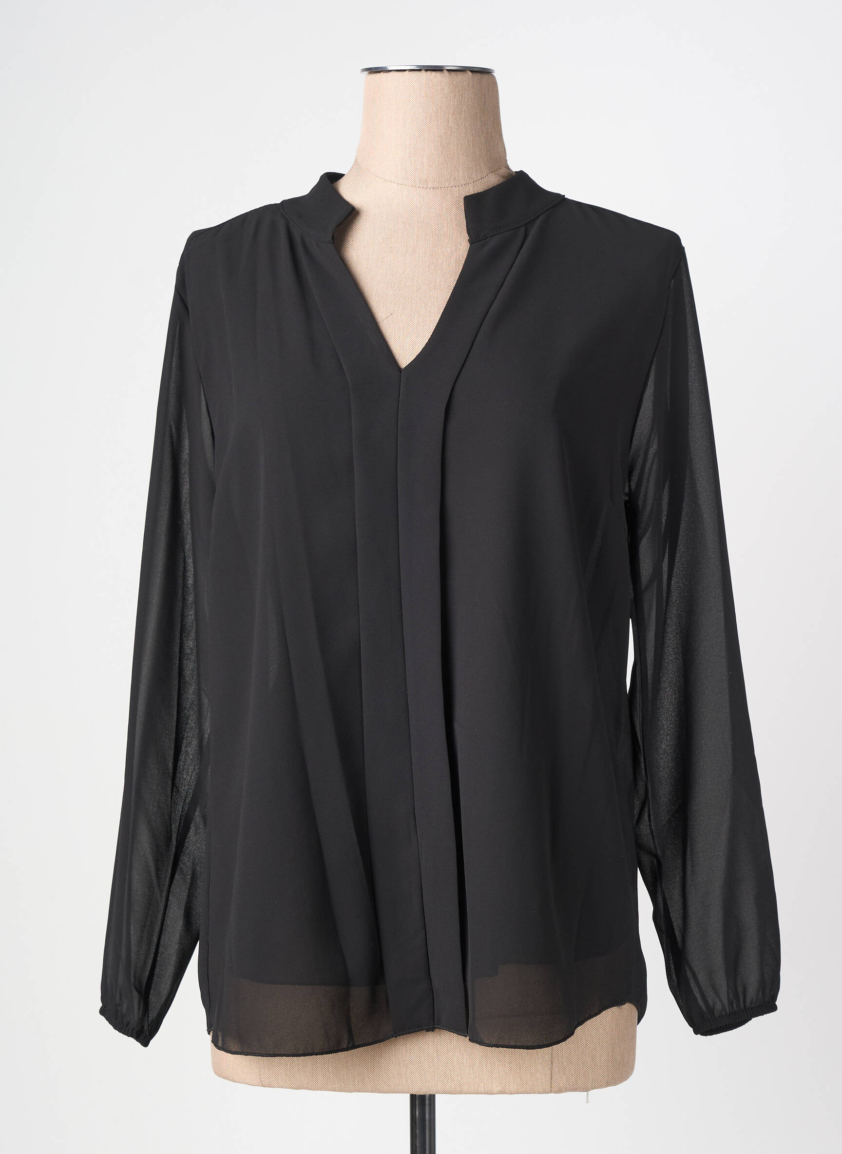 Blouse légère et transparente manches longues noir QUATTRO femme