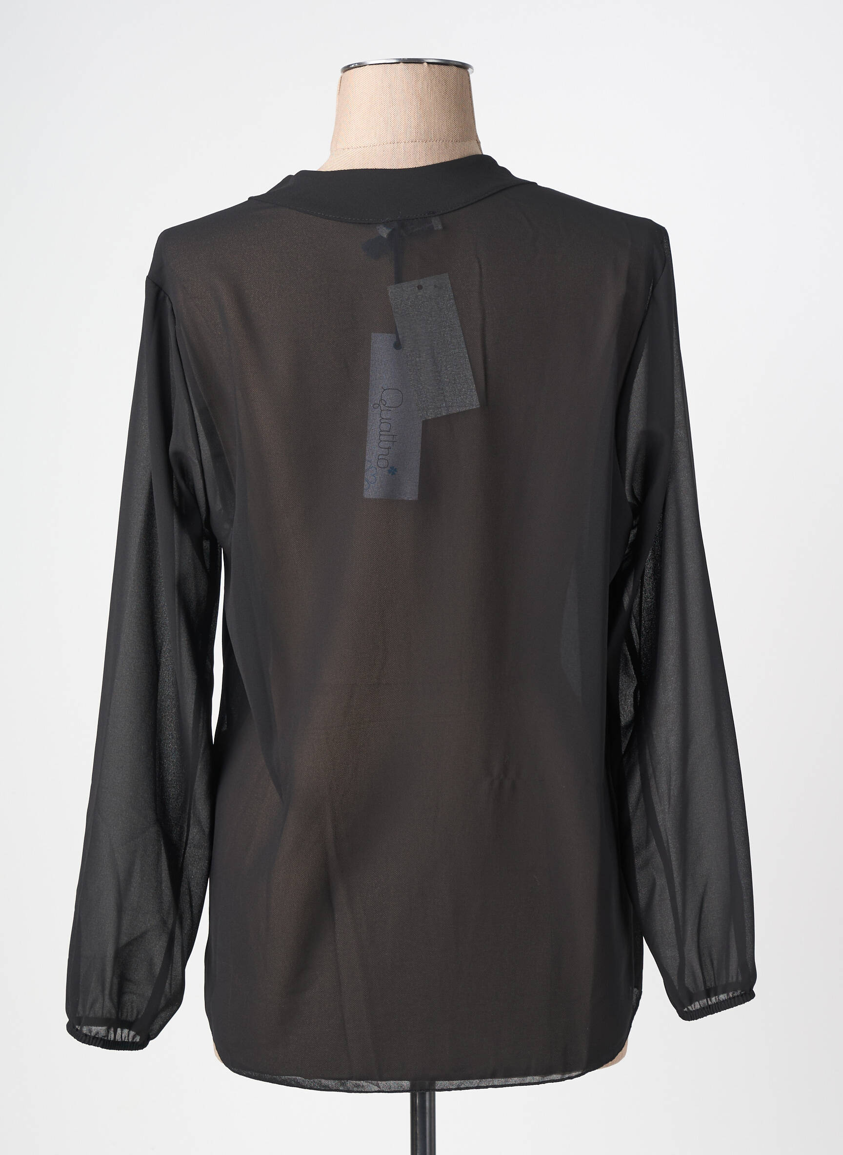 Blouse légère et transparente manches longues noir QUATTRO femme