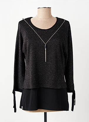 Top coupe cintrée manches 3/4 noir GUY DUBOUIS femme