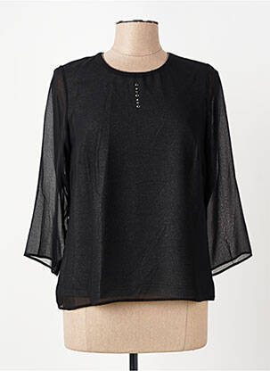 Top coupe fluide manches 3/4 noir GUY DUBOUIS femme
