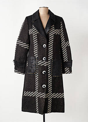 Manteau long coupe cintrée sans capuche noir MERI & ESCA femme