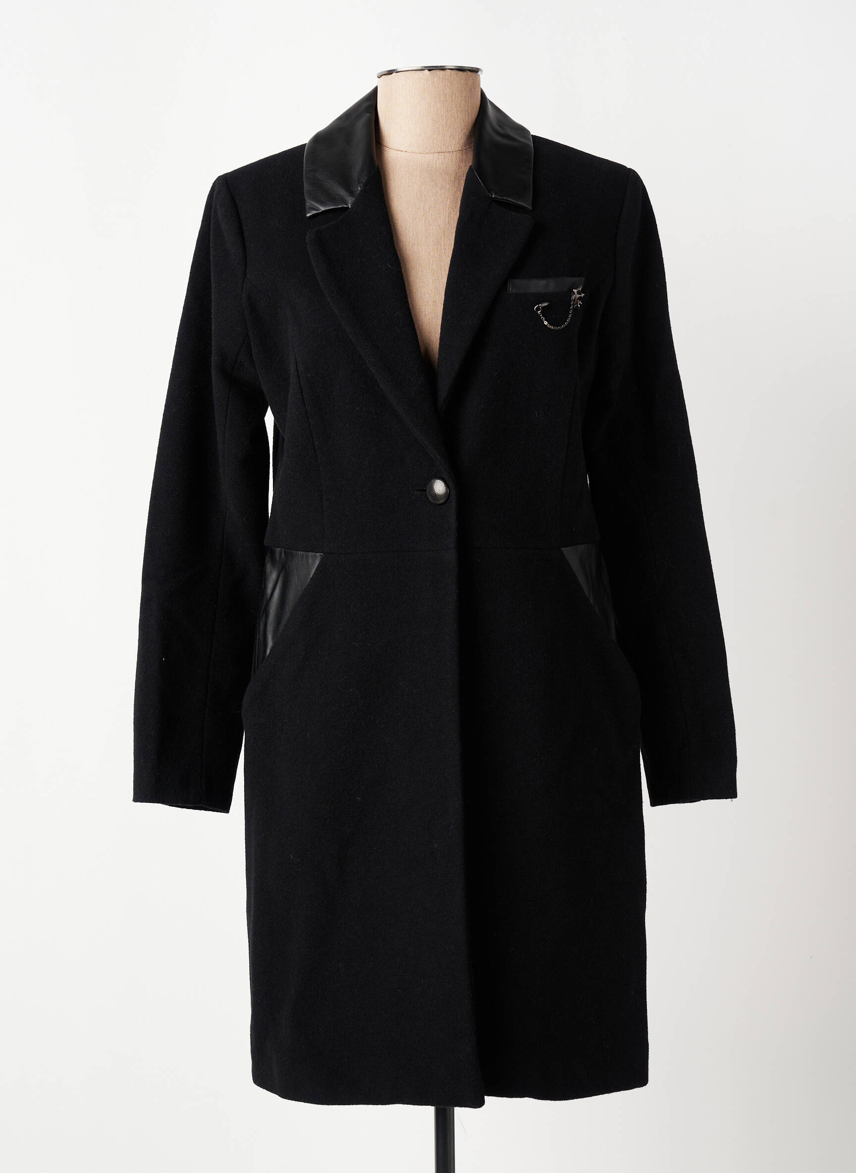 Manteau long coupe cintrée sans capuche noir VOODOO femme