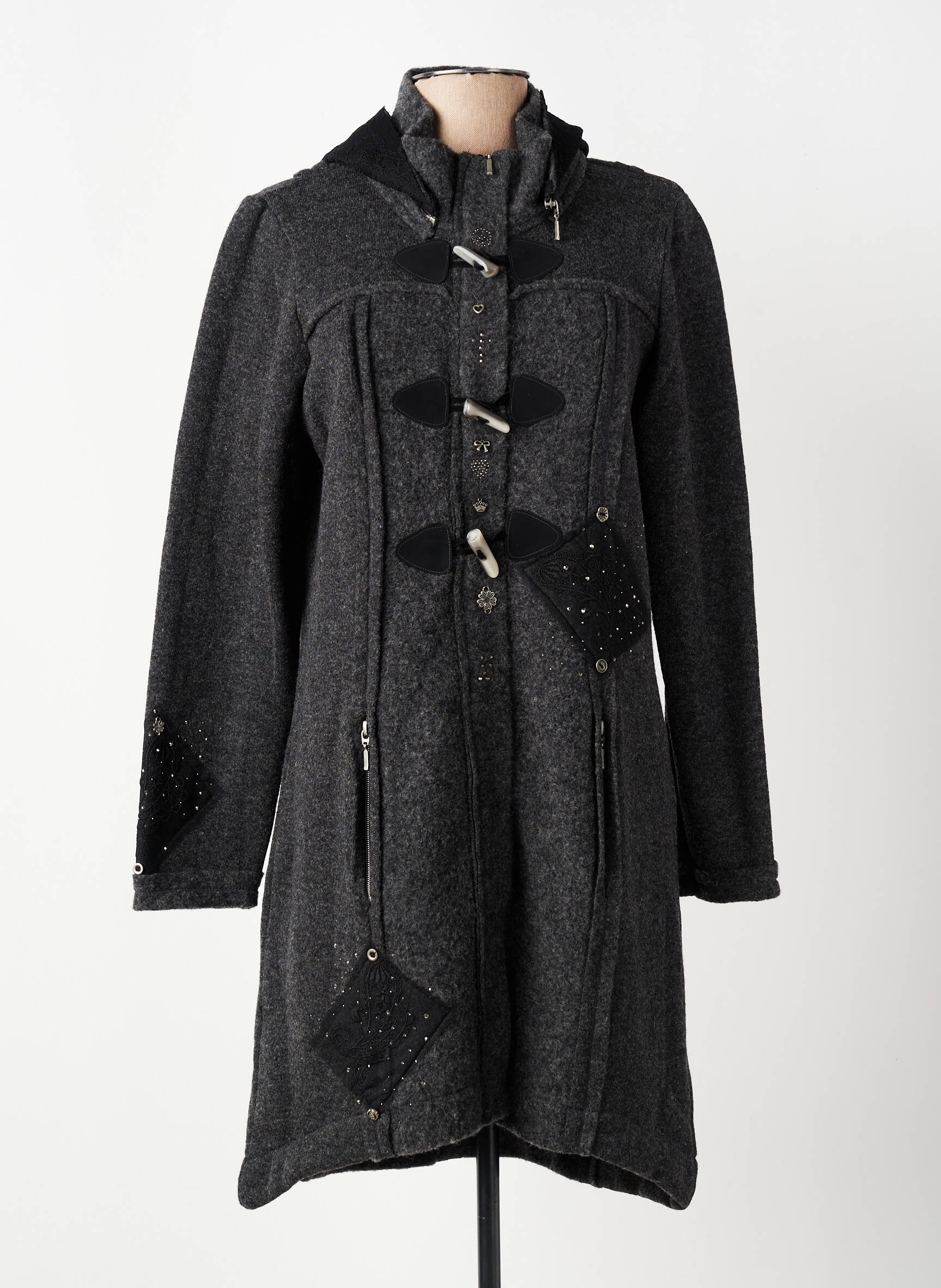 Manteau long a capuche a capuche gris MERI & ESCA femme